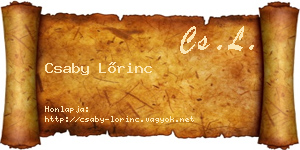 Csaby Lőrinc névjegykártya